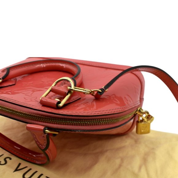 LOUIS VUITTON  Alma BB Monogram Vernis Satchel Shoulder Bag Red - Picture 6 of 14